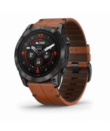  Garmin epix Pro (Gen 2) – Sapphire Edition | 51 mm Carbon Grey DLC Ti. Leather Band 010-02804-30